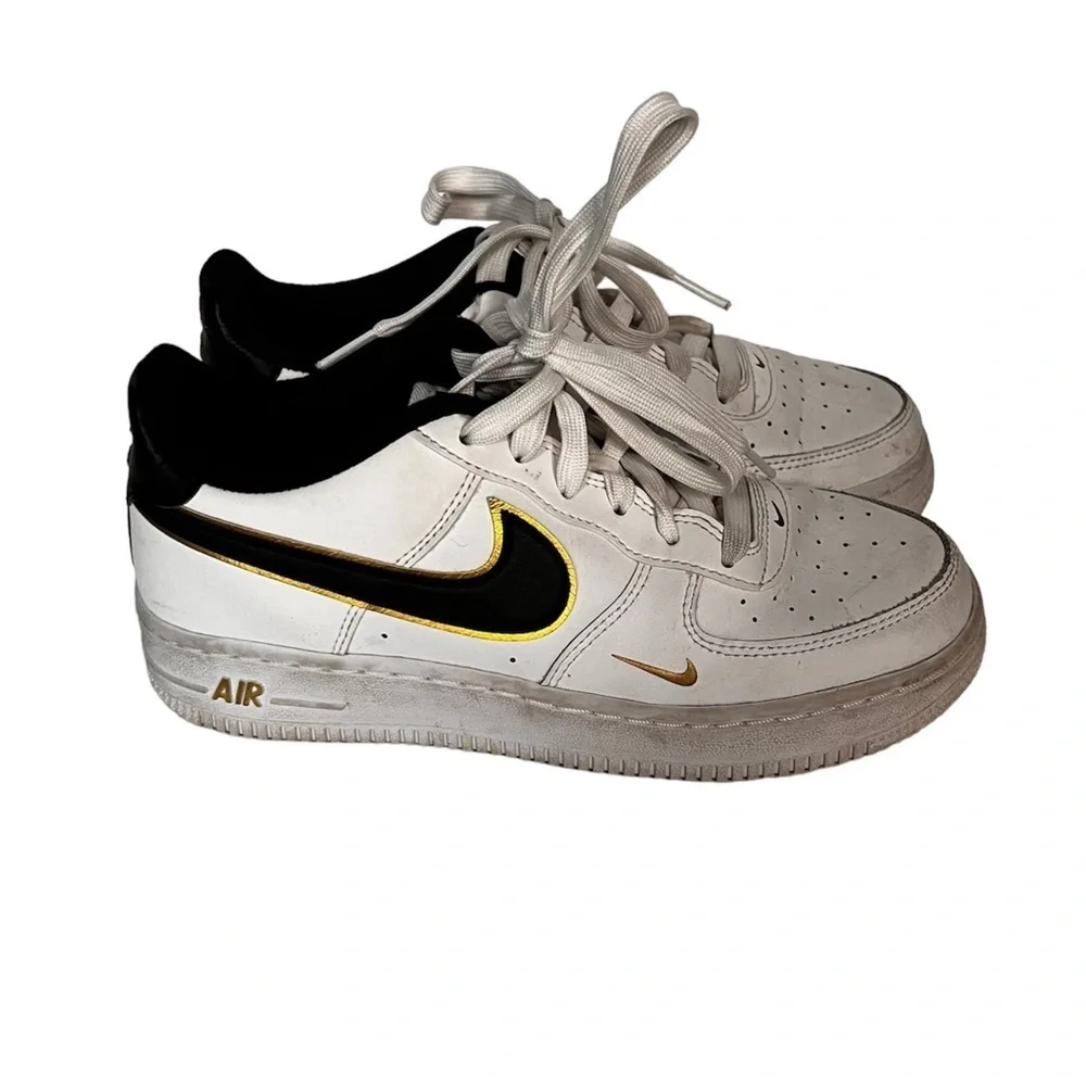 Air Force ones black gold sneaker shoes